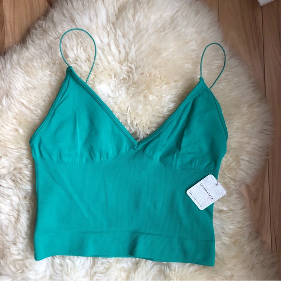 Free People ribbed v neck brami green - Picture 3 of 9